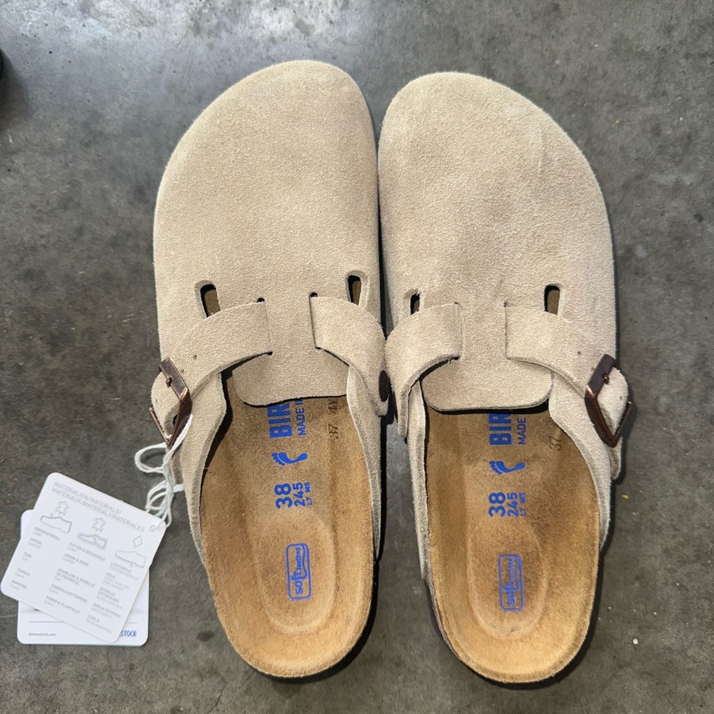 Birkenstock Light Tan Suede Clogs